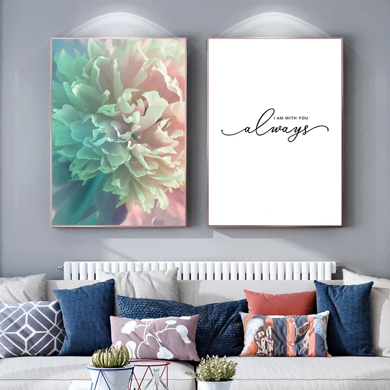 

Pink Peony Floral Print Painting Home Decor Scandinavian Art Flower Canvas Poster Wall Picture Modern Living Room Decoration