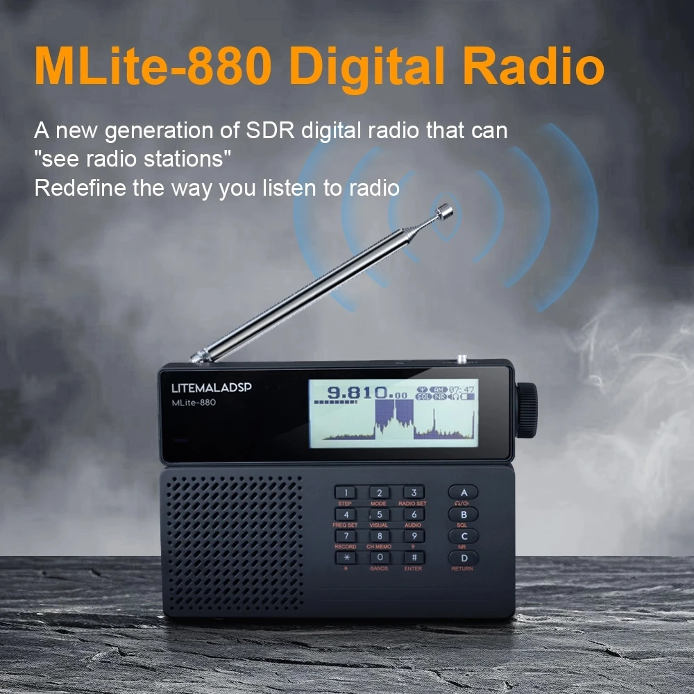 Nuovo Ricevitore Radio DSP Malahiteam MLite-880 Aggiornato, Radio SDR Malahit SSB/AM/FM RDS Portatile a Banda Completa, Radio Digitale a Onde Corte