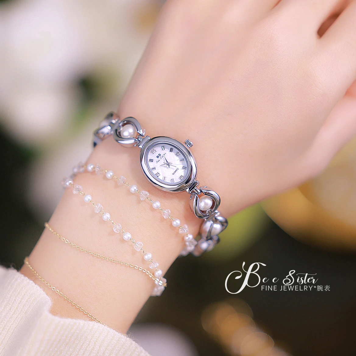 Gold Watch Women Pearl Bracelet Quartz Wristwatches Small Clock Fashion Luxury Ladies Dress Watches Gift For Girlfriend Lady