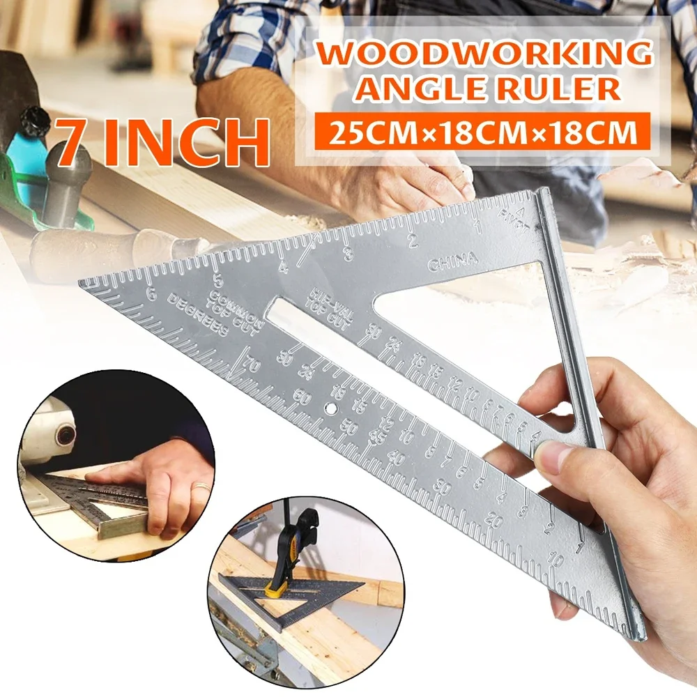 

7inch Aluminum Alloy Speed Protractor Miter Square Ruler Measurement Tool For Carpenter Tri-square Line Scriber Saw Guide