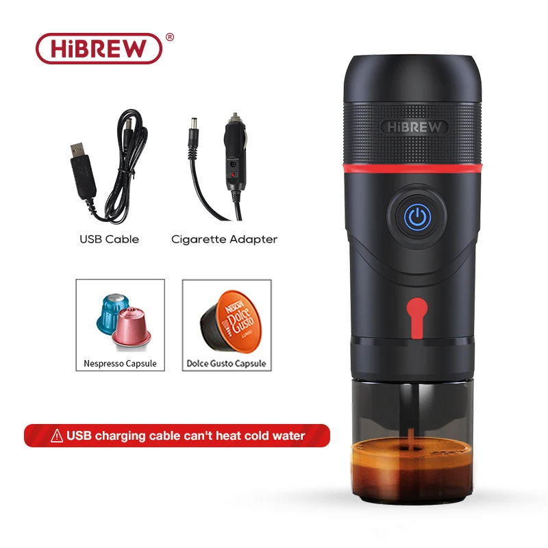 ماكينة صنع القهوة المحمولة HiBREW للسيارة والمنزل...
