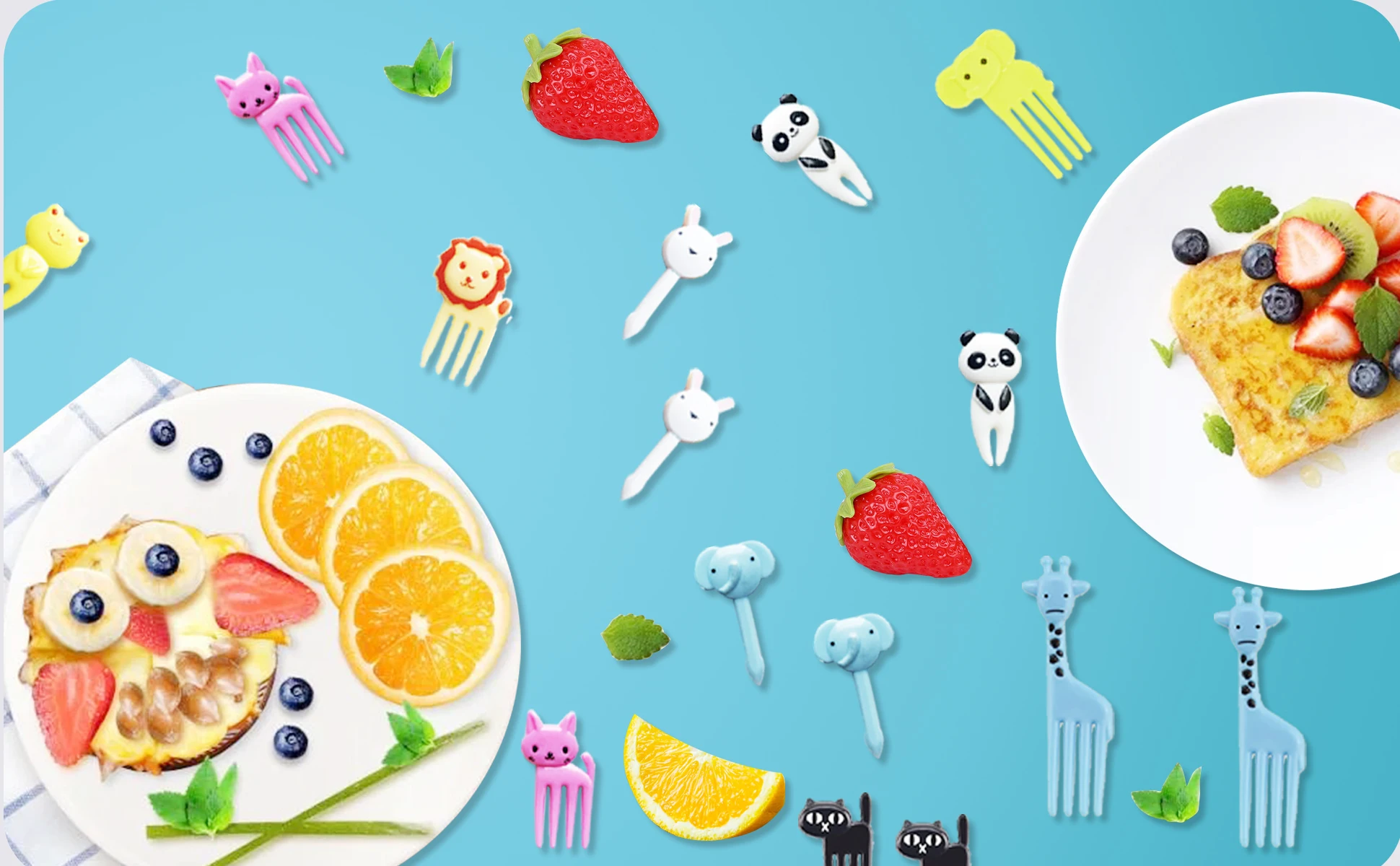 Fourchette à Fruits Enfant, 50 Pcs Mini Fourchettes à Fruits Animaux