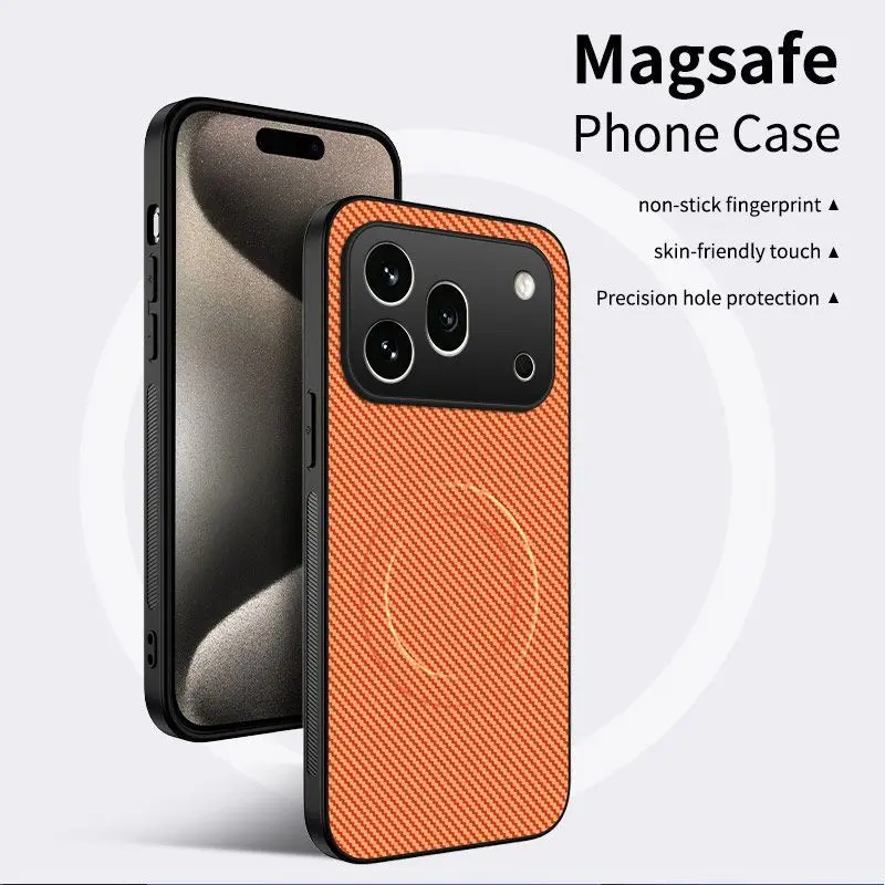 Premium Carbon Fiber Pattern Magnetic Camera Phone Case - Full-Protection Slim Cover