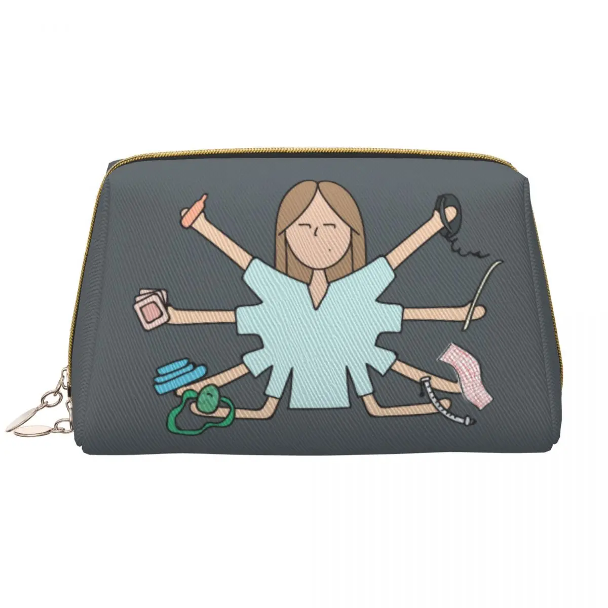 thumbnail image 1 of Regalo para enfermera, bolsa de maquillaje de cuero, elegante, de gran capacidad, para mujer, con cremallera, para artículos de tocador de belleza, 1 of 5