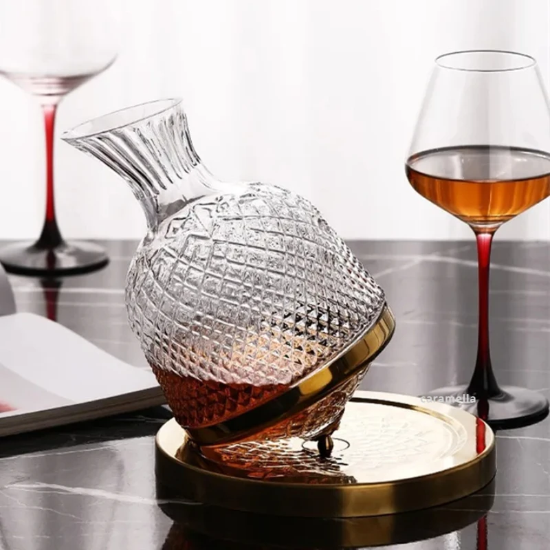 Bicchiere Decanter rotante 360 in cristallo di alta qualità 1500ml Decanter Dispenser per vino aeratore specchio brocca regalo decorazione Bar