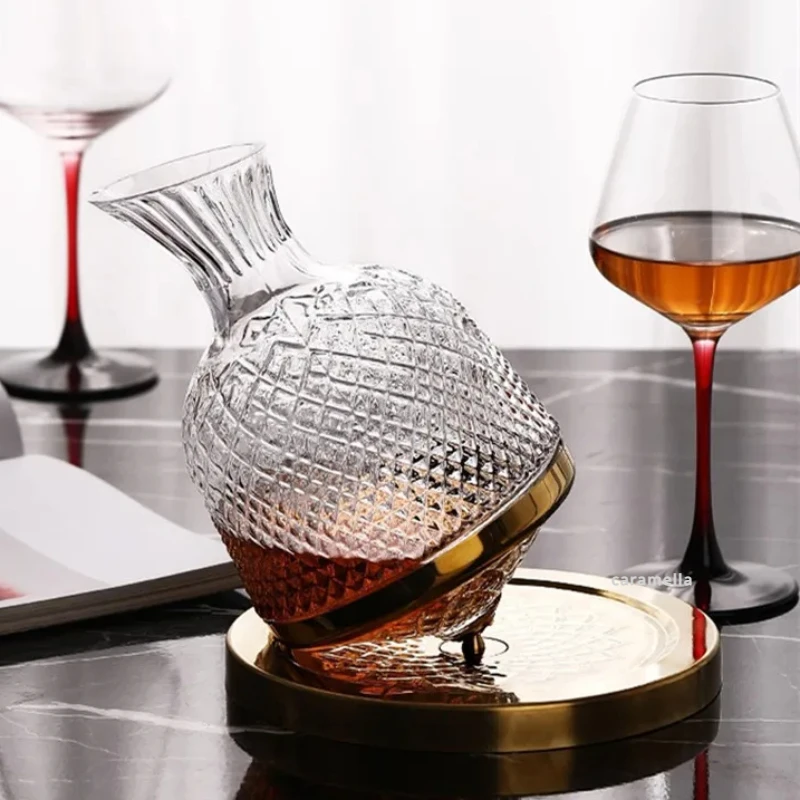 360 Rotating Decanter Tumbler 1500ml Decanter Wine Dispenser Aerator Mirror Jug Gift Bar Decoration Whiskey Decanter Set Wine Aerator Decanter