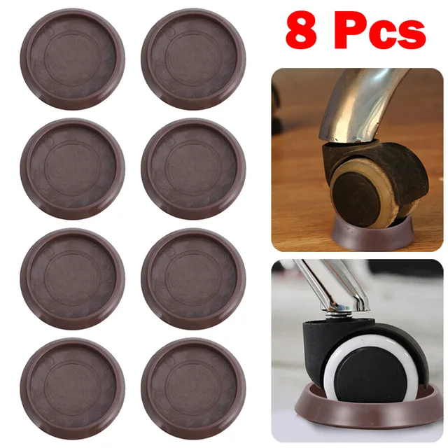 8pcs Round Furniture Caster Cups Anti-Sliding Floor Wheels Grippers Protectors Anti Vibration Pad Chair Roller Feet 2