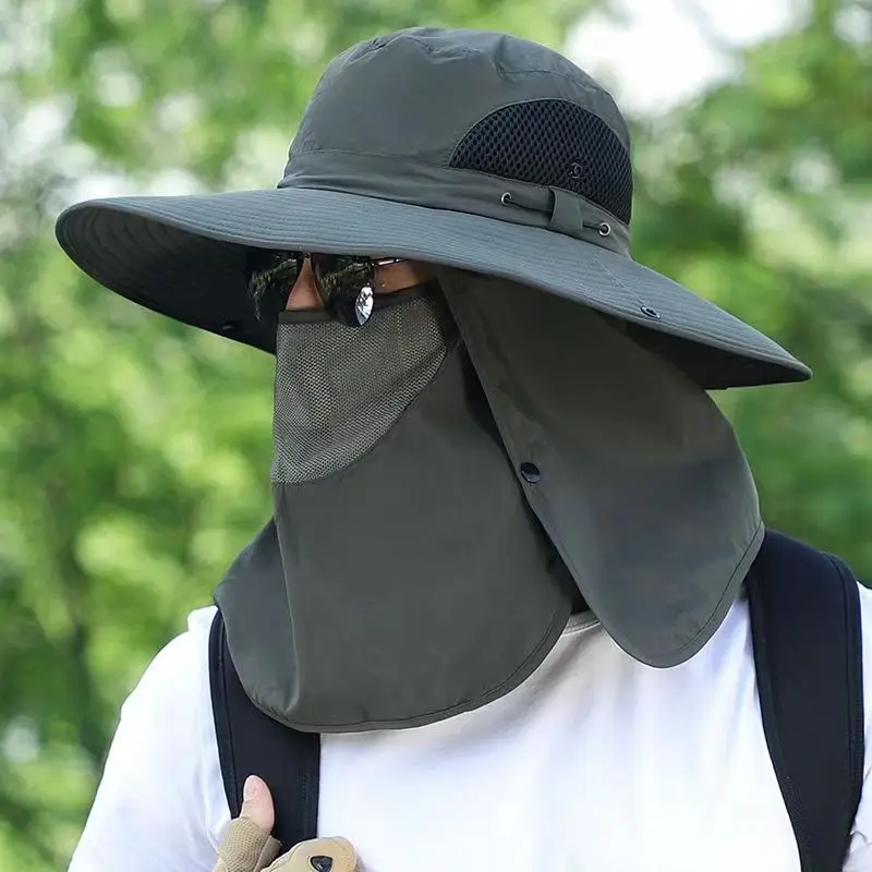 Sun Hat Sun Protection Hat Sun Hat Summer Men Hats Outdoor Sun Protection Detachable with Large Brim Hiking Mask Fishing Outdoor Detachable Beach Hat