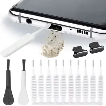 Kit di pulizia per la rimozione della protezione antipolvere della porta di ricarica del telefono cellulare per iPhone, Samsung e altri telefoni universali, con spazzola antipolvere.