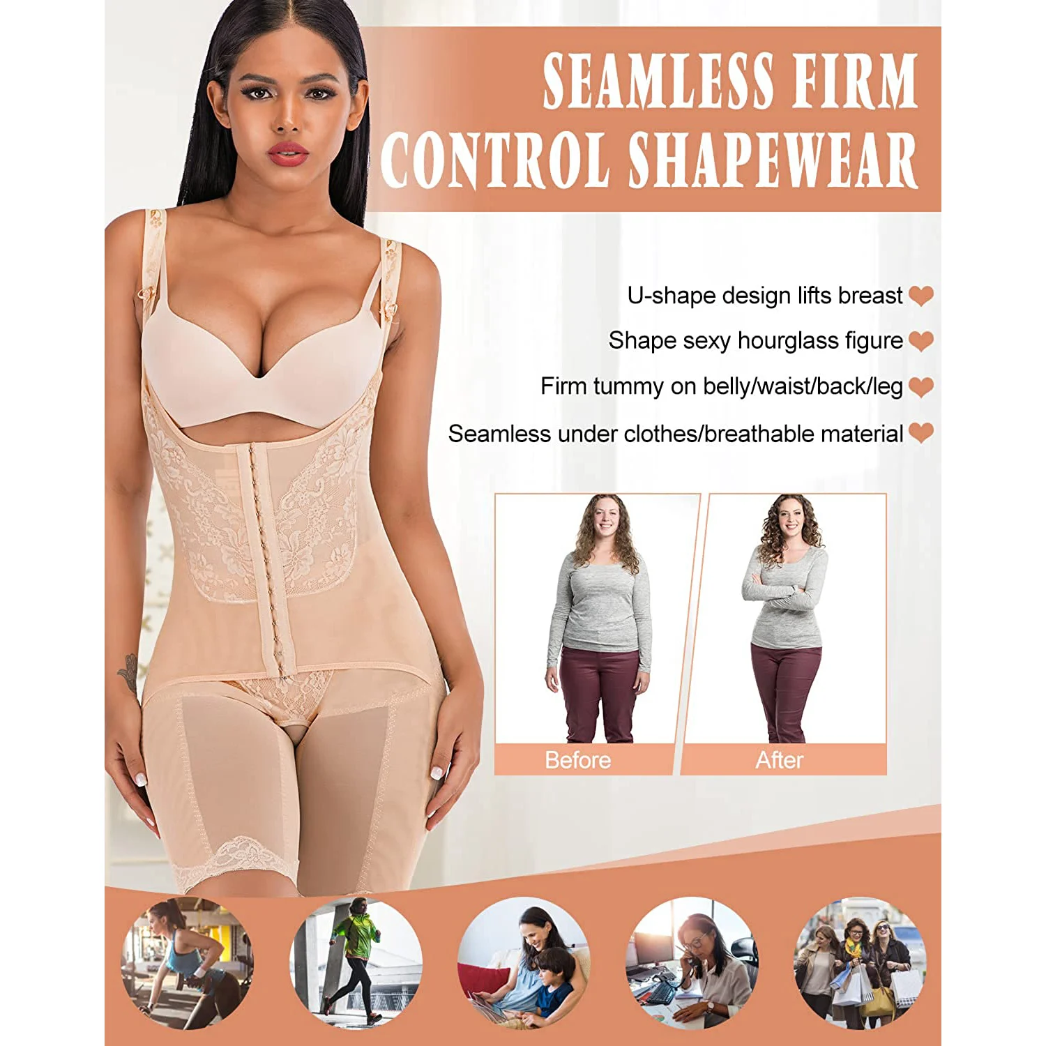 Fajas De Cuerpo Completo Control Del Vientre Cintura Entrenador Corsé  Mujeres Nalgas Cabeza Arriba Ropa Interior Adelgazante - Shapers -  AliExpress