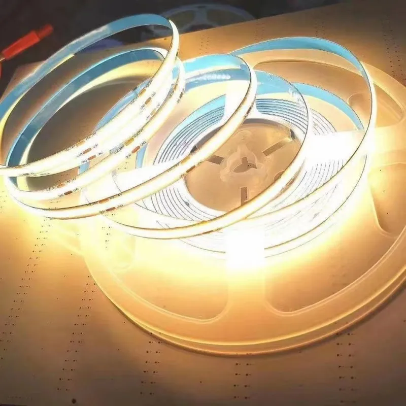 DC12V/24V COB LED Strip Light 320 384 528 LEDs/M 3000K 4000K 6000K Yellow Pink Ice Blue High Density Flexible Tape Ribbon 5M