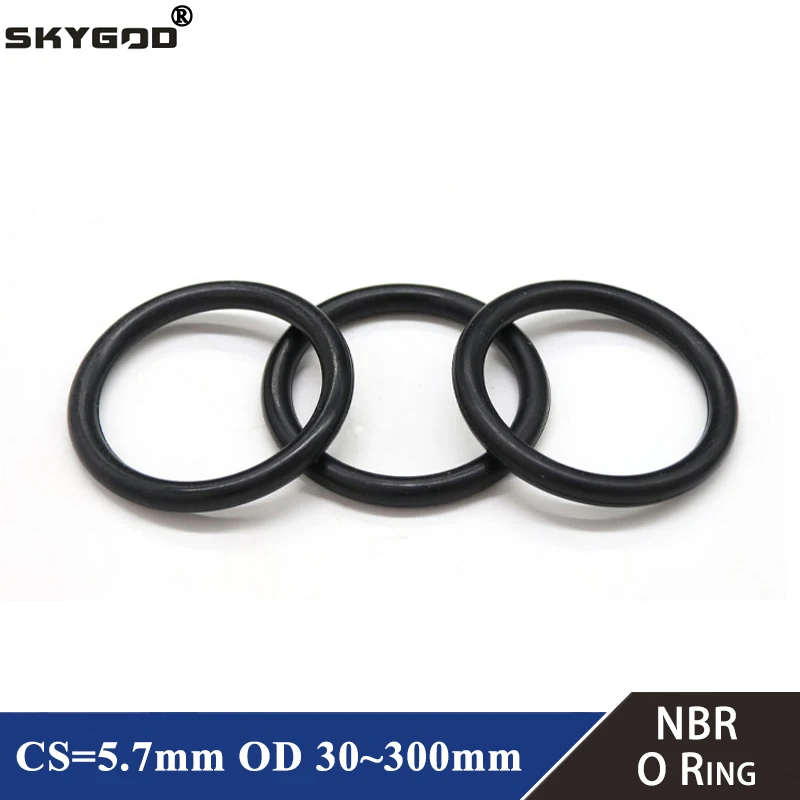 

5pcs NBR O Ring Seal Gasket Thickness CS 5.7mm OD 30~300mm Nitrile Butadiene Rubber Spacer Oil Resistance Washer Round Shape