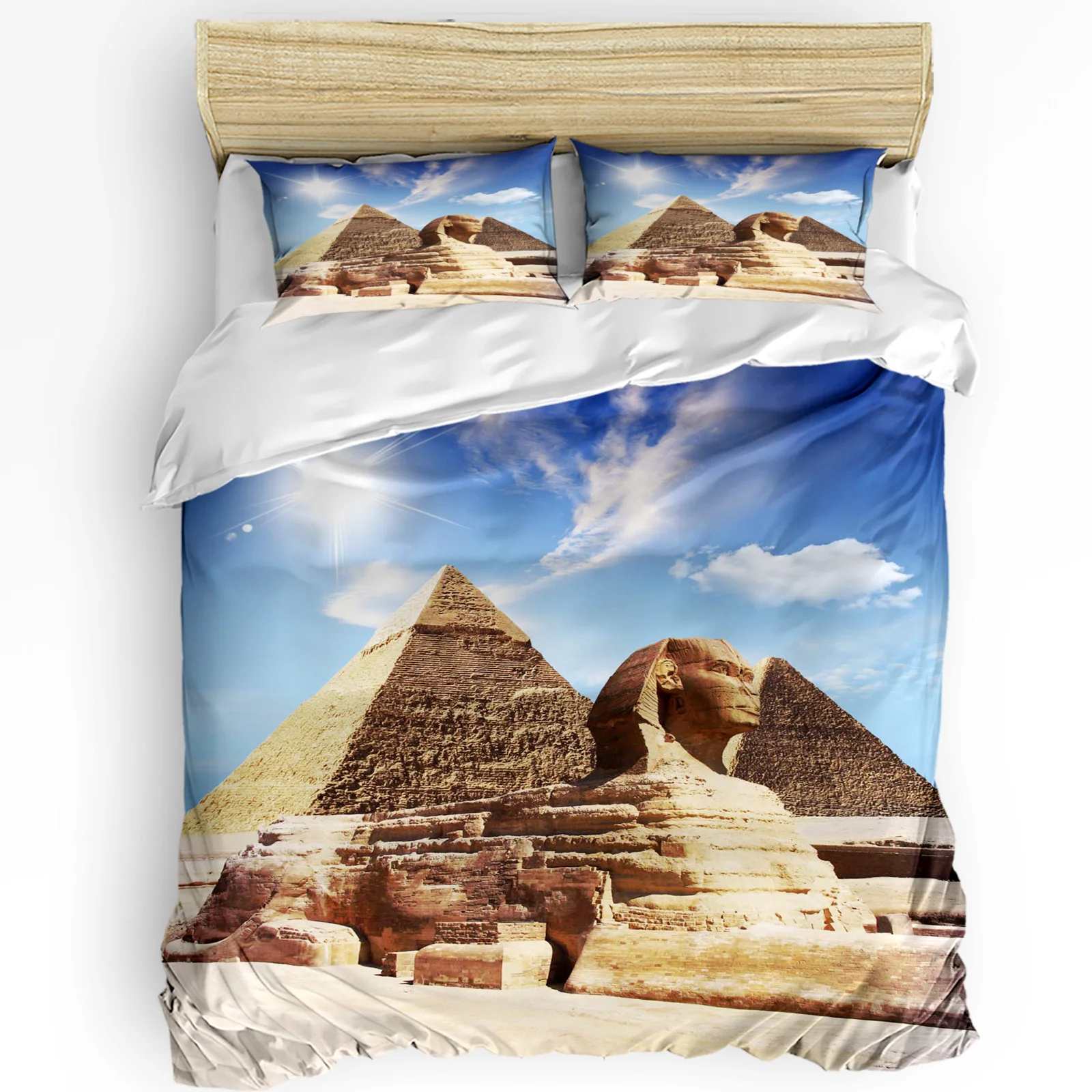

Sphinx Pyramid Blue Sky Sun Duvet Cover with Pillow Case Custom Comforter 3pcs Bedding Set Quilt Cover Double Bed Home Textile