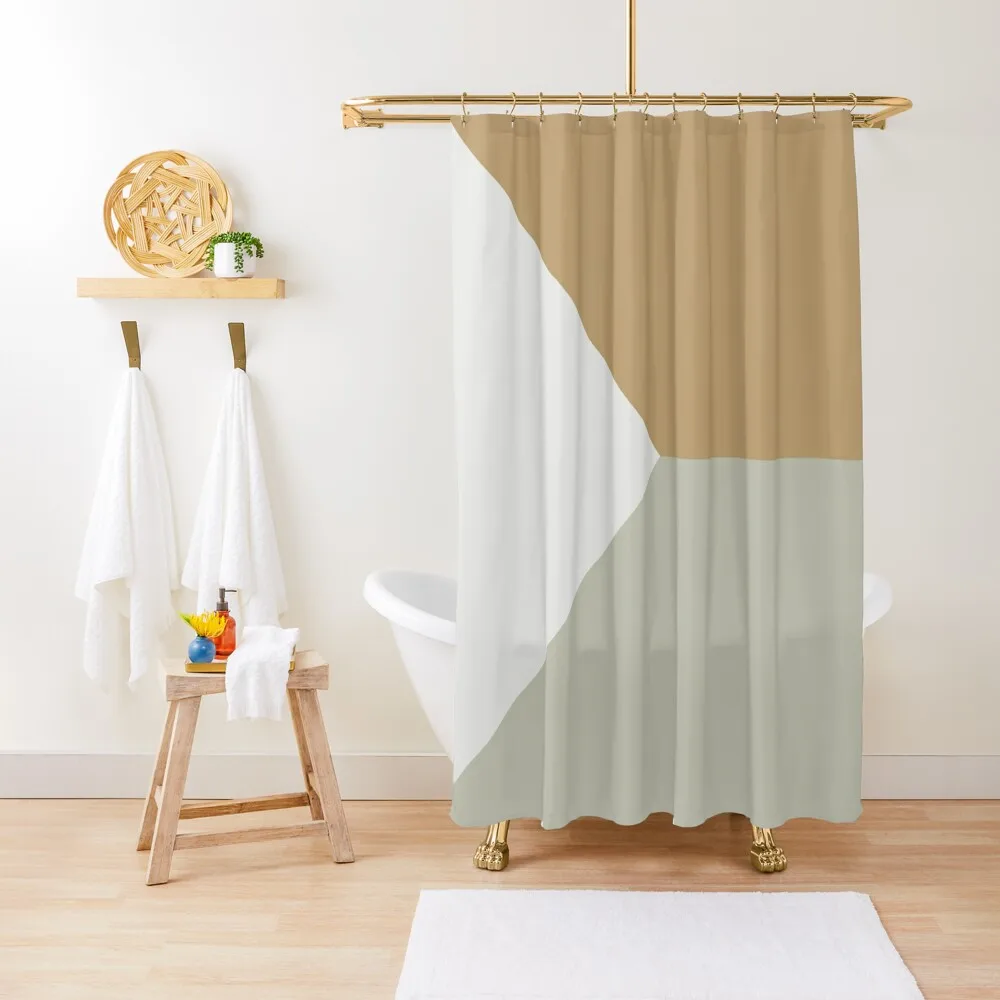 

Sage Green White and Gold Simple Scandinavian Geometric Minimalist Shower Curtain Modern Showers For Bathroom Bathtub Curtain