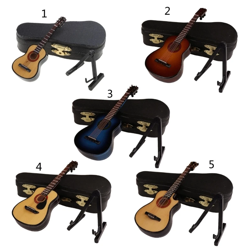 

Guitar Model Birthday Gift Wood Mini Instrument Decorations Photography Props