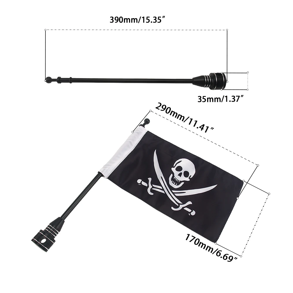For Harley Sportster XL883 1200 Touring FLHT Road King Glide Motorcycle Flag Pole Mount 6 x 9 Inch Luggage Rack Rear Side Shelf