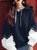 VONDA Women 2025 Hoodies Pullovers Casual Long Sleeve Autumn Sweateshirts Oversized Lantern Sleeve Patchwork Tops Femininas 1