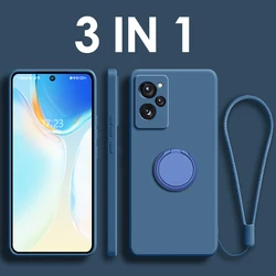 Liquid Silicone Phone Case with Soft Magnetic Ring Holder - POCO X7 5G (Navy Blue)
