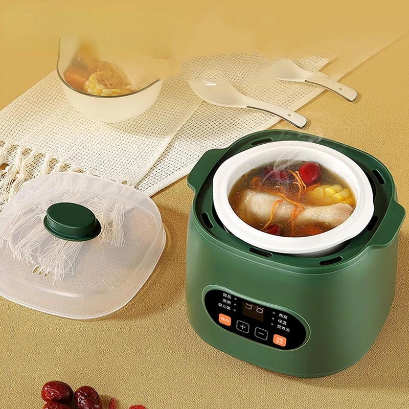 Mini Multi Electric Slow Cooker 1L Ceramic Water Stew Pot Baby Food Porridge Breakfast Stew Soup Boiler Reservation With Steamer