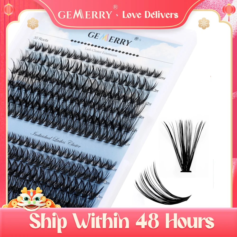 

Gemerry Hot Melt Individual Lashes 240 pcs Large Tray 30P/40P D Curl Mix 8-16mm DIY Clusters Cosplay Lashes Extension Makeup