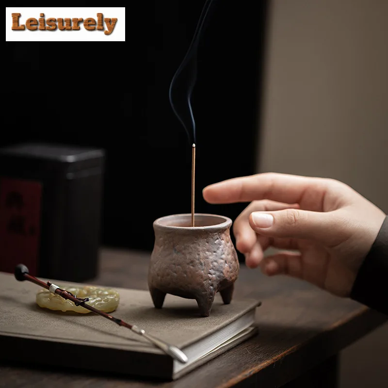 Old Rock Mud Three Legged Incense Holder Luxury Incense Waterfall Incense Burners Consecrate Censer Teaware Decoration Supplies