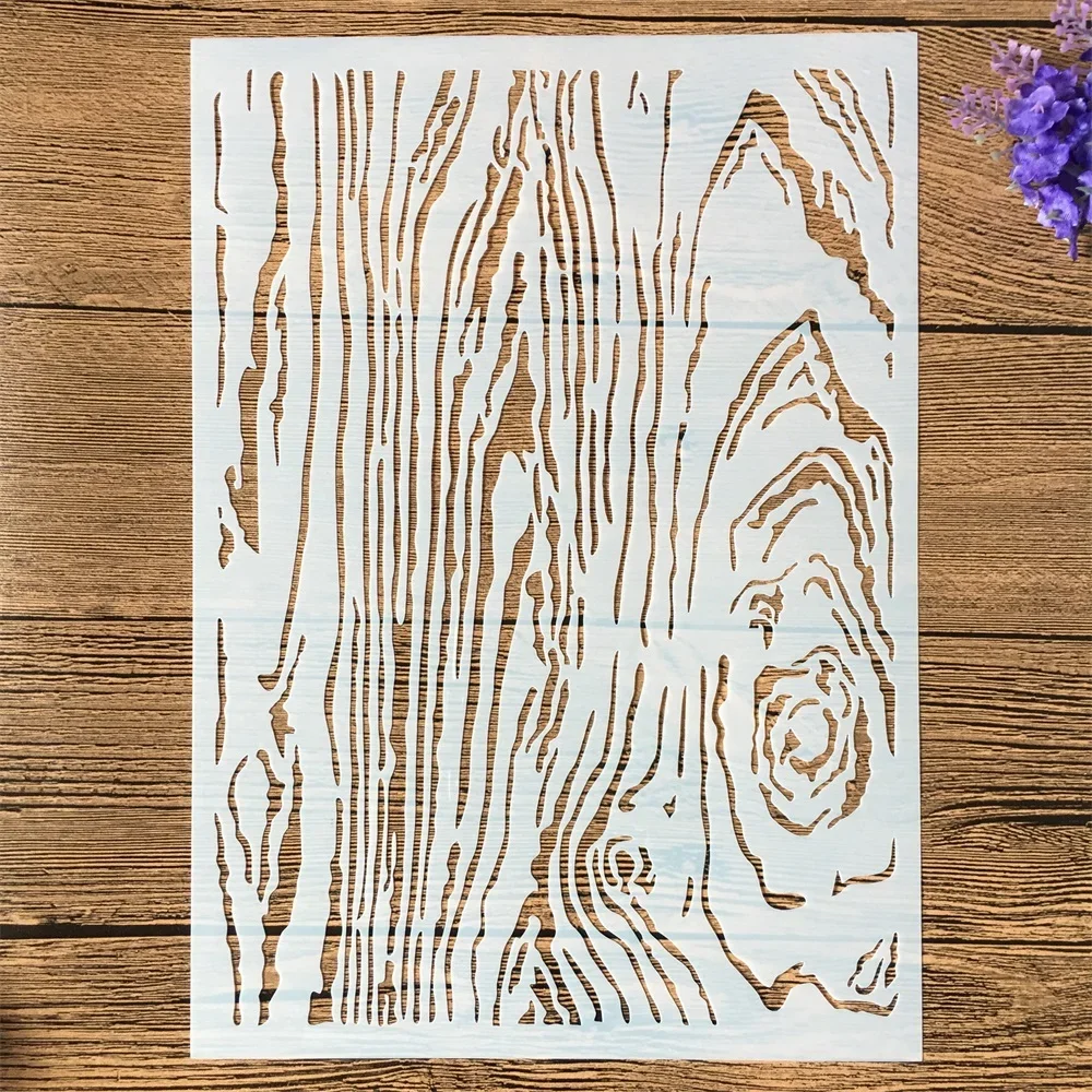1Pcs A4 Wooden Texture DIY Layering Stencils Wall Painting Scrapbook Coloring Embossing Album Decorative Paper Card Template