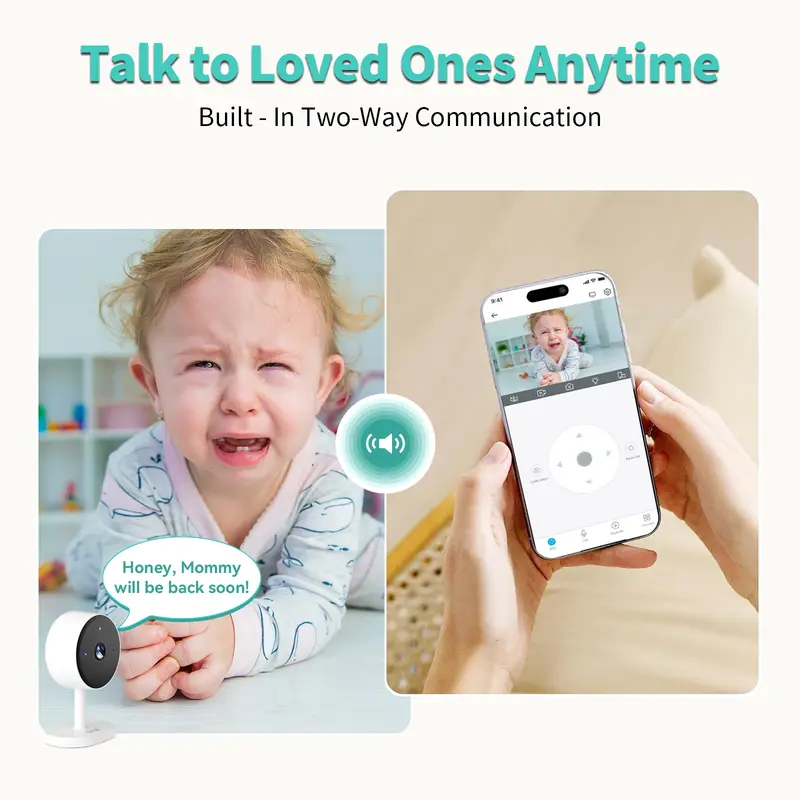 Smart 3MP HD Indoor Home Security Camera for Baby/Elder/Pet/Nanny,With Real-time APP Alert,2-Way Audio,Human body detection - Image 2