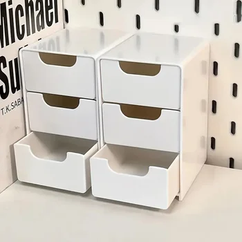 Boîte de rangement de cosmétiques en plastique à 3 niveaux, organisateur avec tiroirs, rangement de comptoir multifonctionnel pour bijoux, fournitures de bureau 1