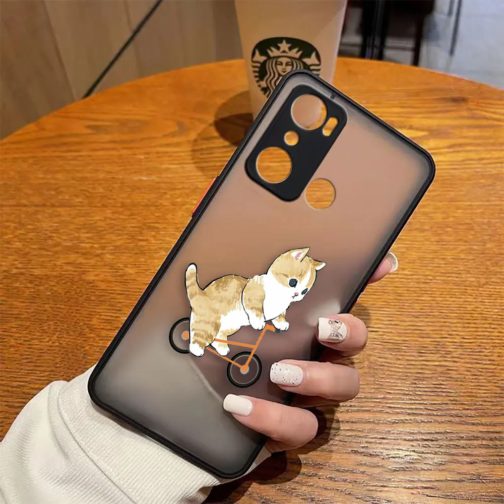 thumbnail image 1 of Matte Case for infinix HOT 20I 12 12I 11 11S 10 10I 10S PLAY 9 Pro POVA 3 CAMON 15 17P Case Funda Cute Cat Cartoon Illustration, 1 of 5
