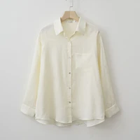 2025 Summer Autumn Long sleeve Linen oversized blouse Basic Shirt - Image 3
