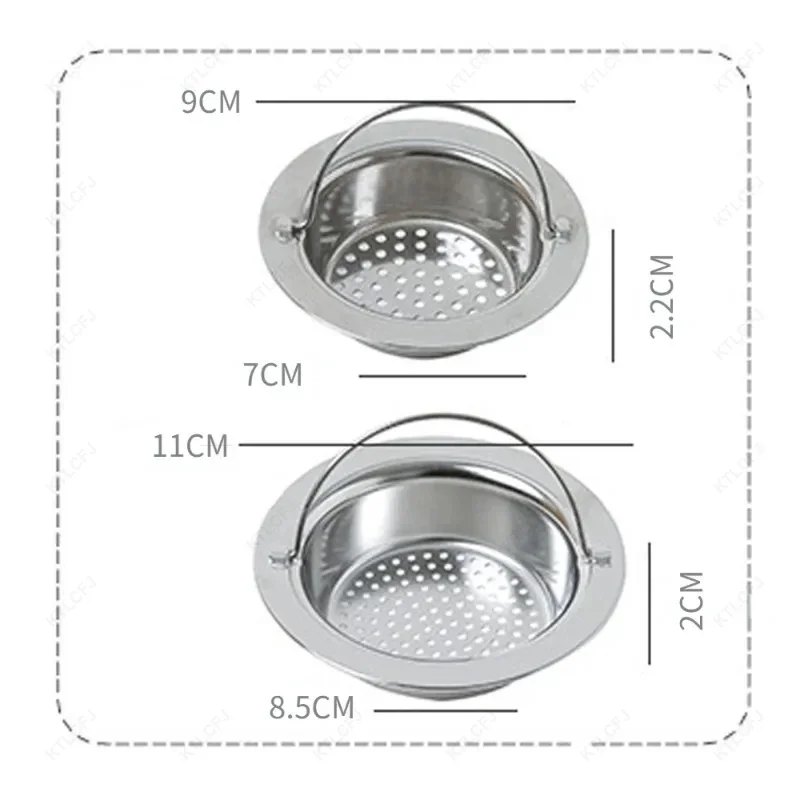 1PC Stainless Steel Kitchen Sink Strainer Sewer Bathroom Shower Hair Filter Basket Anti-Blocking Cleaning Accessories