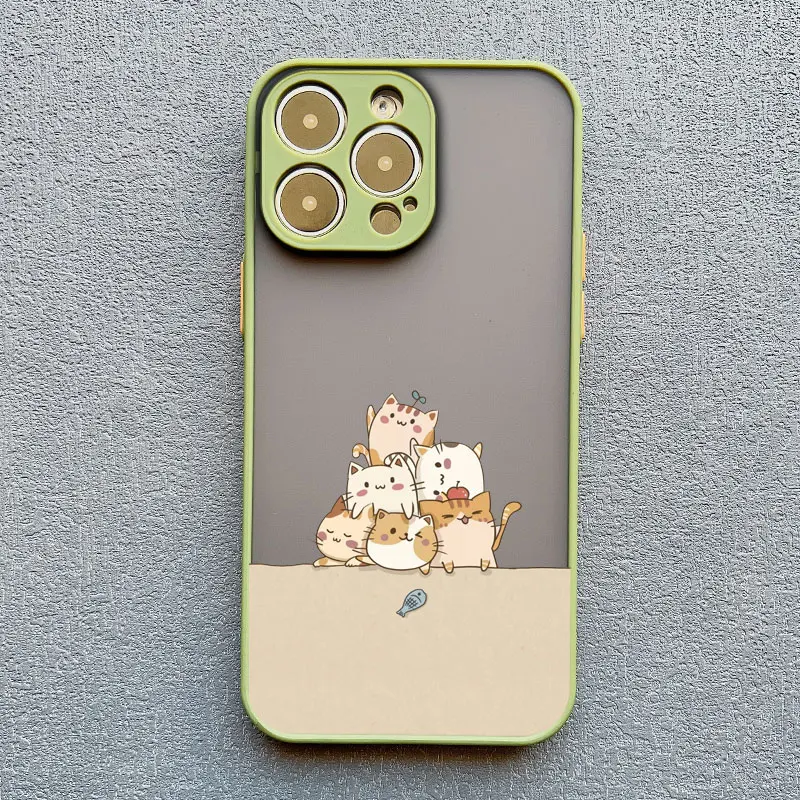Gestapelte Katzen-Handyhülle für iPhone 17 16 15 14 13 12 11 Pro Max 13 12 Mini X XR XS Plus – Matte Hülle, süße Geschenke für Mädchen, Handyhülle – Detail 6