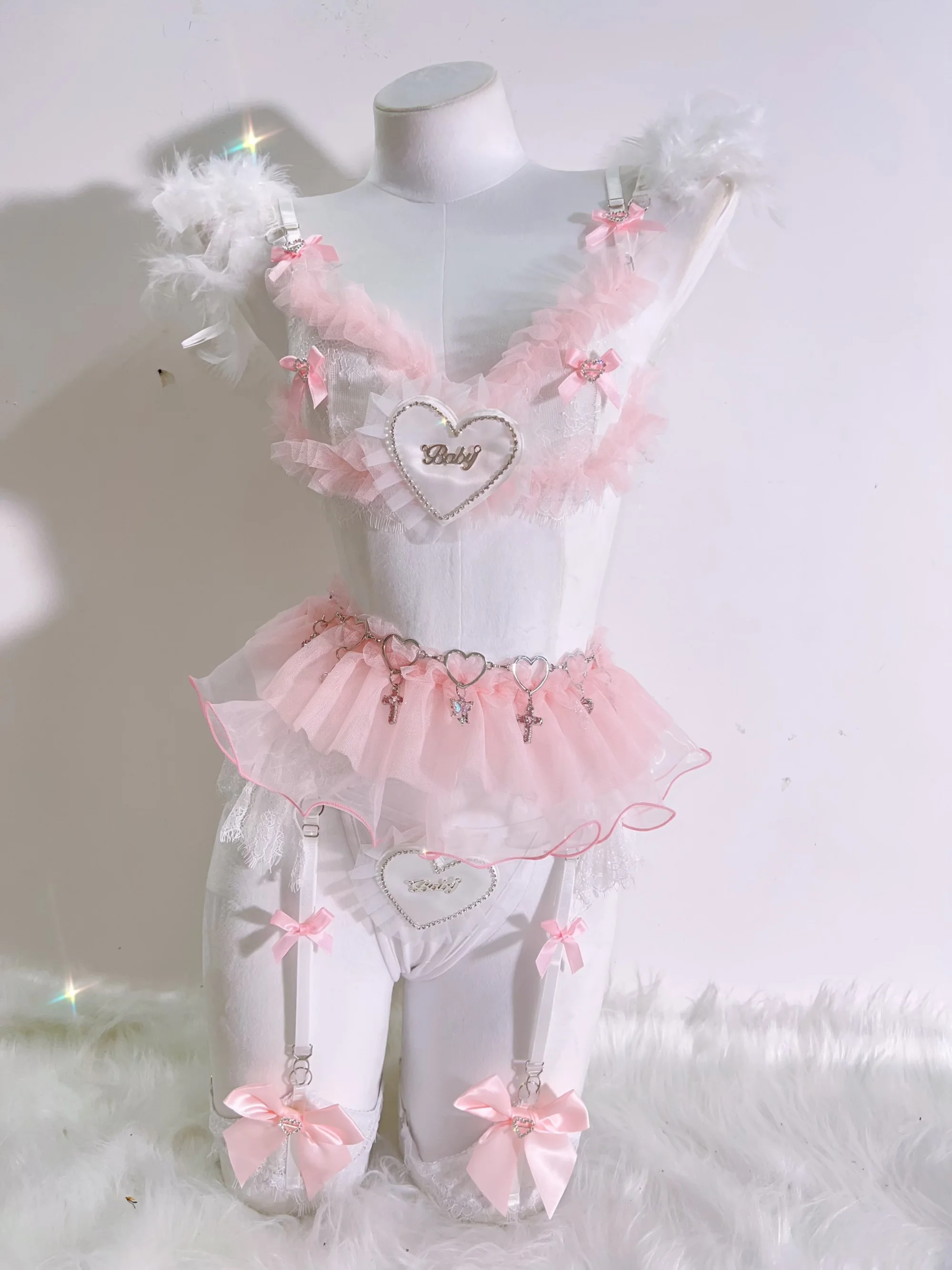 カワイイレースタンクトップ、クロップトップ、ロリータタンク