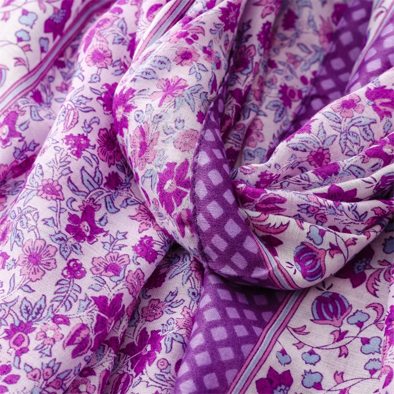 Boho Mode Garten Blumen kette Quaste Viskose Schals Schal Dame hochwertige Wrap Strand gestohlen Bufandas muslimischen Hijab 180*90cm – Detail 15