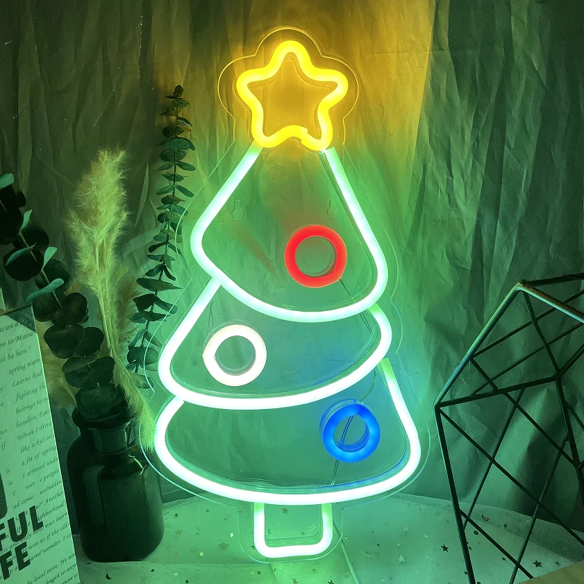 

Meothetech Christmas Tree Neon Sign for Wall Decoration, Acrylic LED Neon Light Sign With USB Powered for Bedroom Window Decor