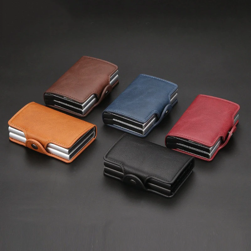 12 Card Slot Magic Anti RFID Double Aluminum Box Leather Wallet Card Holder Large Capacity ID Credit Bank Case wallet card holder leather wallet credit card wallet smart wallet credit card holder card holder card wallet id card case business card holder id card holder document card wallet wallet card bag