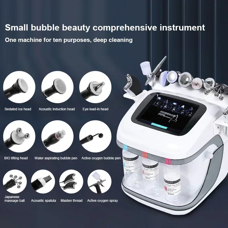 10 In 1 Dermabrasion facial Machine H2o2 Aqua Peeling Lift Skin Bubble Moisturizer Oxygen Hydro Machine