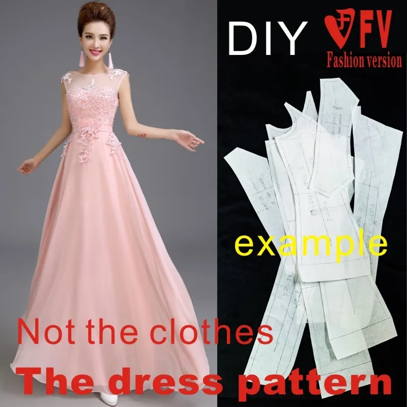 Dresses Sewing Pattern Template Cutting drawing Clothing DIY BLQ-218