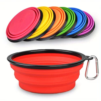 Dog Folding Bowl Portable Dog Travel Bowl Dog Food Water Bowl for Outdoor Walking Silicone Dog Food Water Bowl with Bowl Lip 6