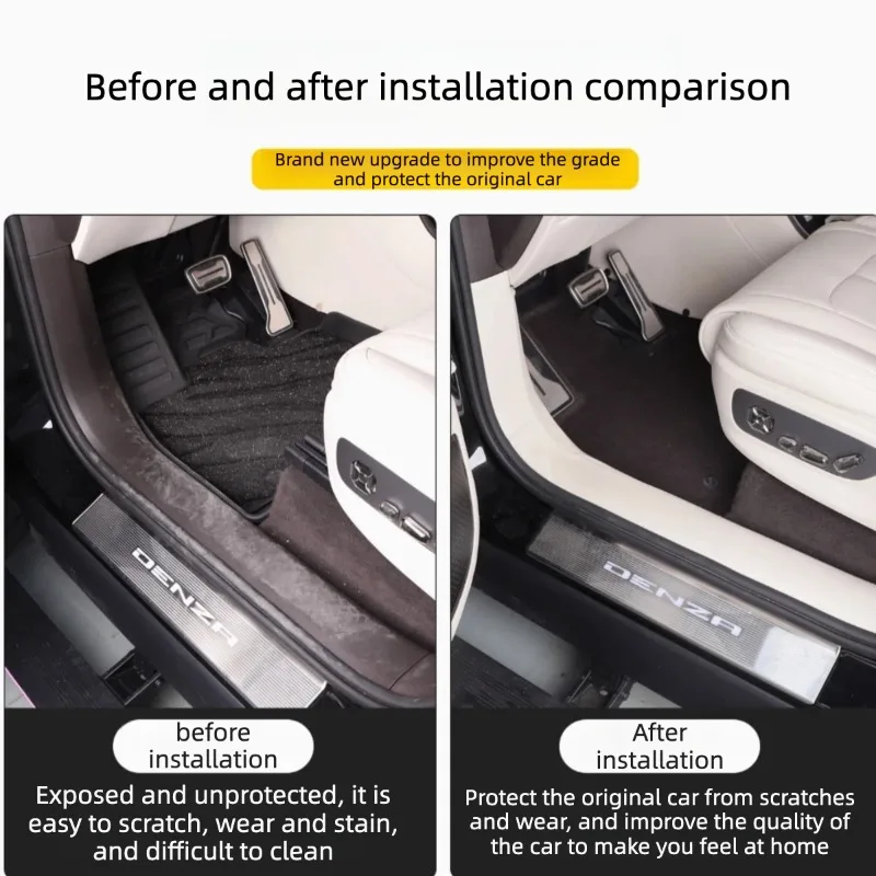 BYD 덴자 N9 2025 2026 가죽 도어 스트리프 웰컴 페달 보호 매트 자동차 실내 개조 액세서리