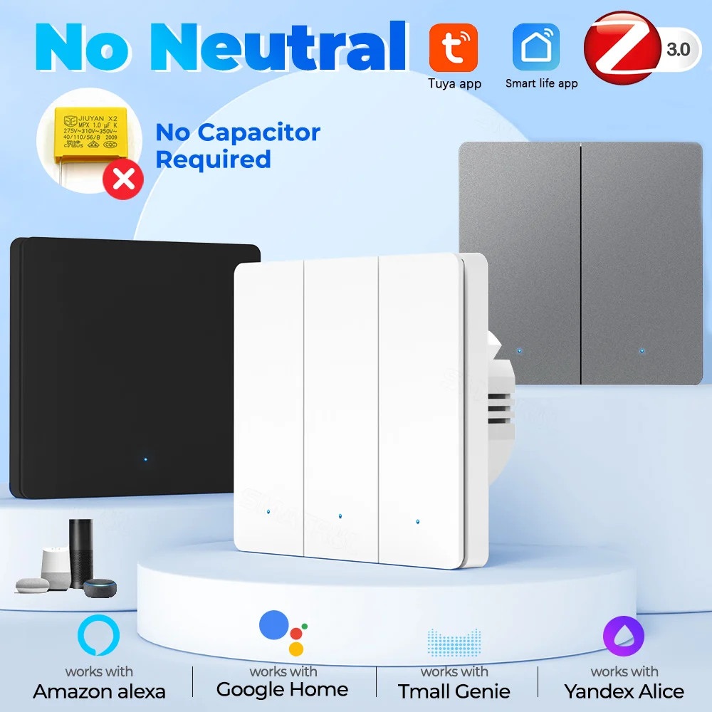 Aubess Zigbee Smart Light Switch Pulsante A Parete Temporizzazione Telecomando Smart Home Funziona Con Tuya Smart Life Tramite Alexa Google Home