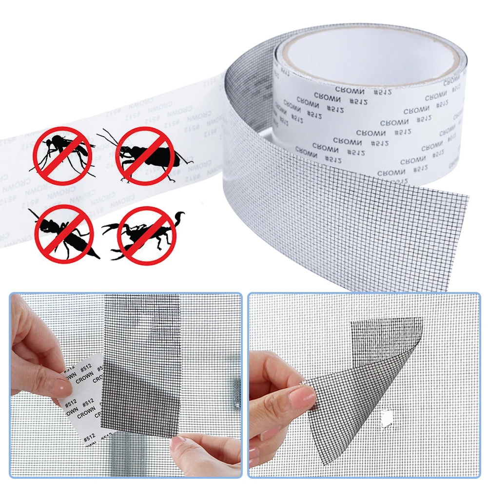 Window Screen Repair Tape Self Adhesive Mesh Tape Net Door Fix Patch Anti Insect Mosquito Mesh Broken Holes Repairing window screen repair tape