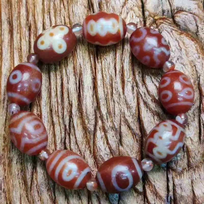 

1pcs/lot natural multi-pattern old agate dzi bracelet red Weathering lines Ancient traditions Ethnography Accessories amulet