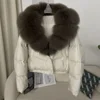 Down Jacket Women Short Puffer Jacket Thick New Big Natural Real Fox Fur Coat  Autumn Winter Female White Duck Down Coat Feather 5