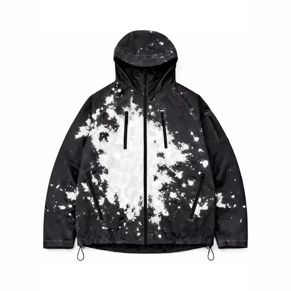 2026 Unisex Thermochromic Color Changing Men's Jacket Graffiti Reflective Hooded High Arcade Style Outdoor Suit Hooded