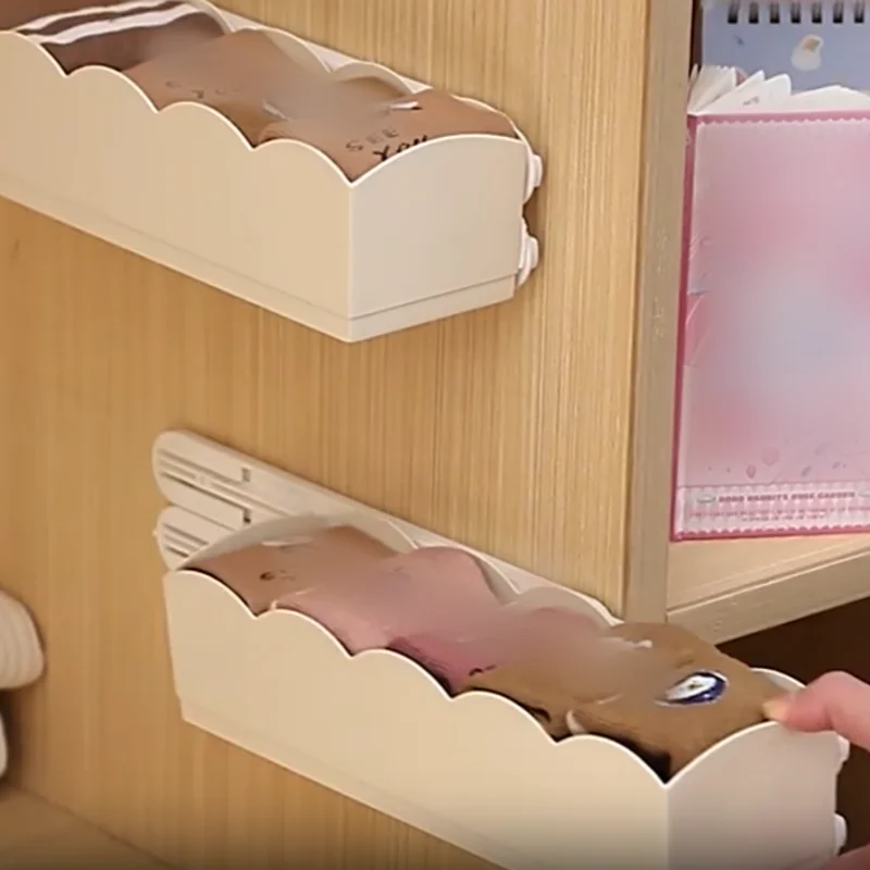 Kitchen Cabinet Storage Box Slide Rail Pull Basket Pull Silent Track Sticker Without Punching Drawer Telescopic Track Strip drawer slides