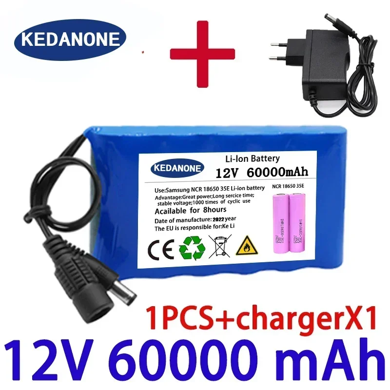 Original NEW Portable 12V 20000mah Battery Rechargeable Lithium Ion Battery Pack Capacity DC 12.6v 30Ah CCTV Cam Monitor + rechargeable battery portable power station