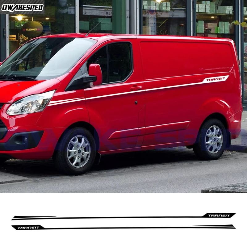 2 Pezzi Adesivo Laterale Per Portiera Dell'Auto Per Ford Transit Tourneo Custom Camper Van Sport Stripes Auto Body Girovita Accessori Per Decalcomanie