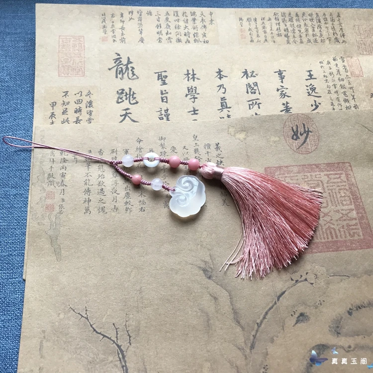 Jade Ancient Style Chalcedony Jade Tassel Accessories Fan Pendants Flute Pendant Sword Tassel Cheongsam Lappet Pendant