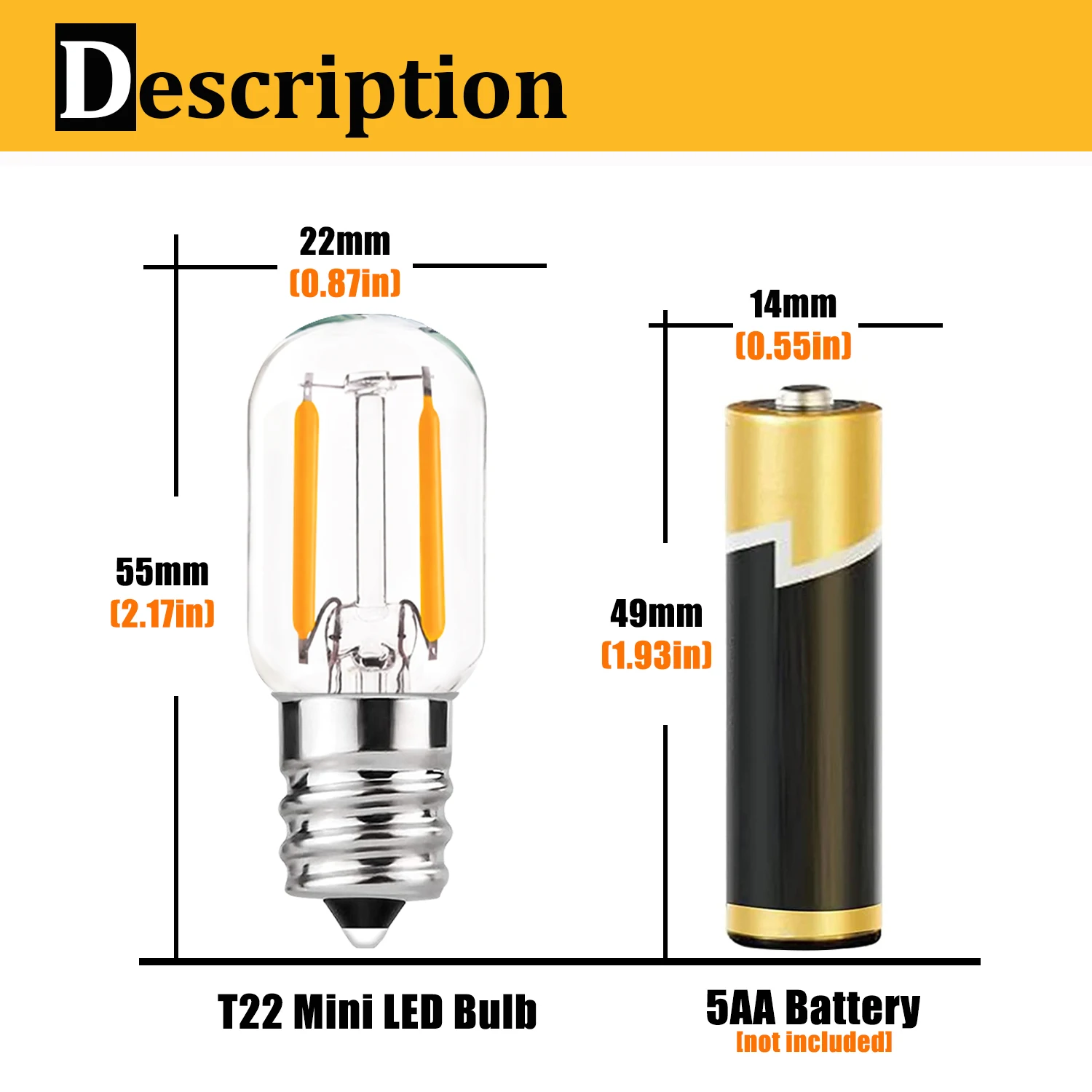 T22 LED Filament Bulb - 15W Equivalent Candelabra LED Vintage